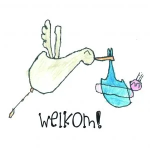 Wenskaart Ooievaar Floriaan